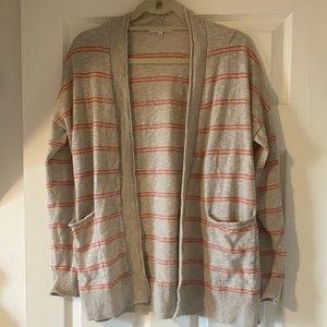 Madewell casual cardigan - Coral stripes on flax textured lint